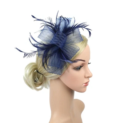 $7.21 • Buy Wedding Cocktail Fascinator Headband Women Feather Large Floral Hair Clip