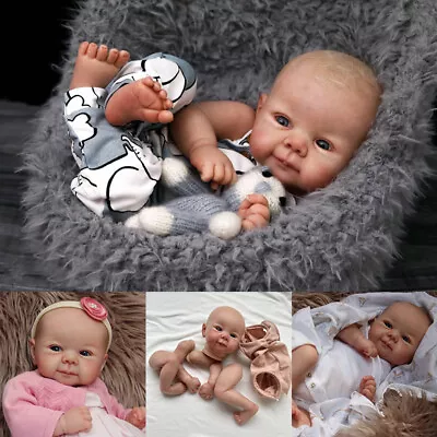 19in Painted Reborn Doll Kit Body Parts Visible Veins Bebe W/ Cloth Body Eyes • £34.55