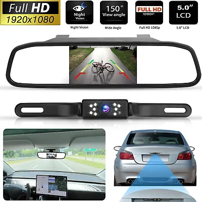 Car Backup Camera Rear View Parking System Night Vision + 5  Mirror Monitor Kit • $33.98