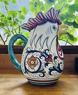 Grazia Deruta Italy Rooster 10 1/2  Pitcher Made For Neiman Marcus Never Used • $39.99