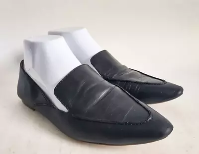 Madewell Frances Skimmer Leather Pointed Toe Slip On Loafers Shoes Black Sz 7.5 • $39.99