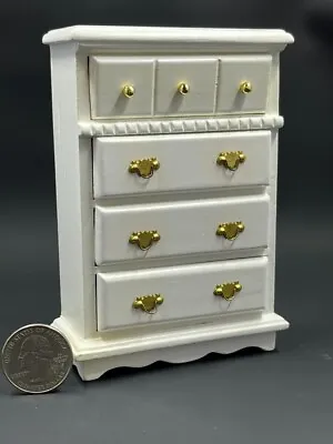 Dollhouse Miniature Chest Of Drawers White 1:12 Inch Scale C99 POOR QUALITY • $4.99