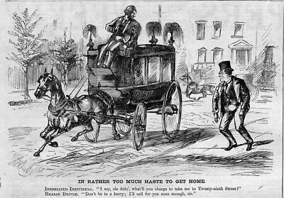 Drunk Inebriated Fellow Looking For Ride Home Horse Drawn Hearse Refuses Horse • $36