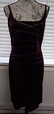 Ladies Size 12 Purple Velvet Strappy Dress By Sophia De Fol • £10