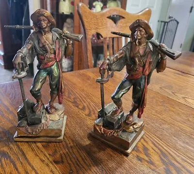 Vintage Pompeian Bronze 'Pirate With Musket'  Bookends C1920 • $130