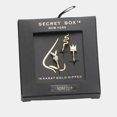 Secret Box _ 14K Gold Dipped Bunny Snake Crown Nose Clips • $14.99