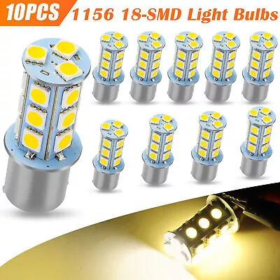 10x Warm White 1156 1141 BA15S 18-SMD LED RV Camper Trailer Interior Light Bulbs • $11.48