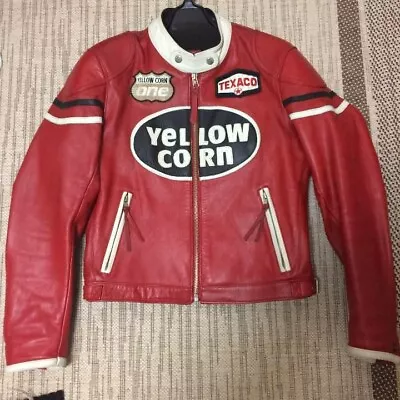 Yellow Corn Riders Leather Single Jacket M Japan Size Red Men's • $369.98