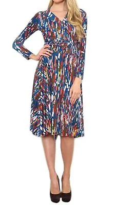 VON VONNI Women's Blue Splatter Victoria Short Long Sleeve Transformer Dress NWT • $15.39