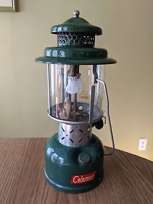 Vintage 1960 Coleman Model 220E Dual Two Mantle Green Gas Camping Lantern • $49.99