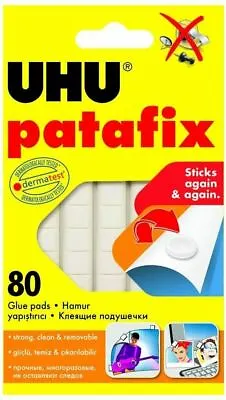 UHU Patafix Adhesive White Tac Reusable Adhesive Putty 60g - 80 Pads X 2 Pack's • $11.13