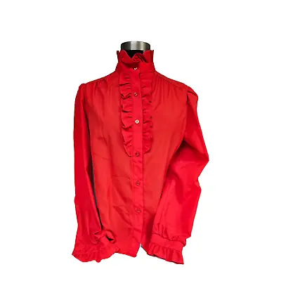Beautiful Women's Vintage Red Ruffle Blouse Top • $18