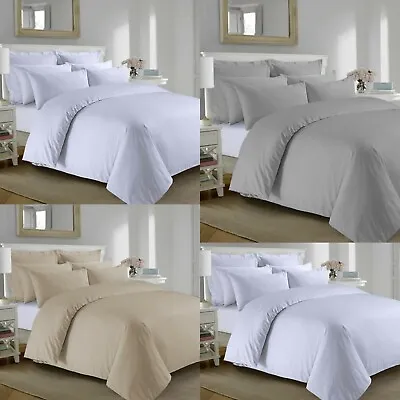 100% Cotton Plain Dyed Duvet Cover Quilt Bedding Sets With Pillowcase All Sizes • £13