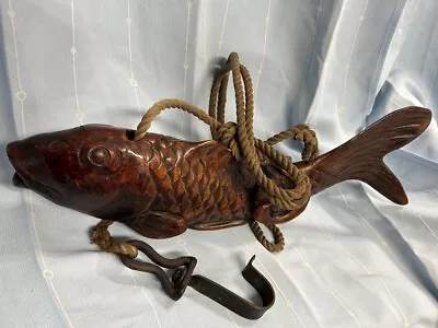 Japanese Jizaikagi Wood Carving  Fish Crosspiece Free Hook Root Irori Hearth • £326.43