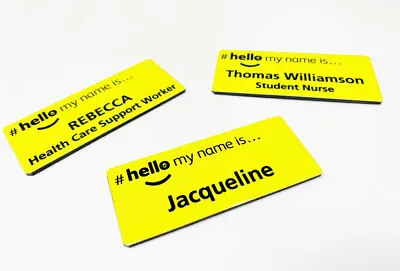 £3.70 • Buy Custom Yellow Hello My Name Is Printed Logo Badge Social Worker Health Visitor