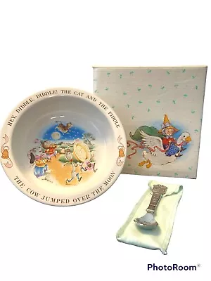 Vintage 1984 Avon Baby's Keepsake Spoon Bowl Set Mother Goose Nursery Rhyme NIB • $23.50