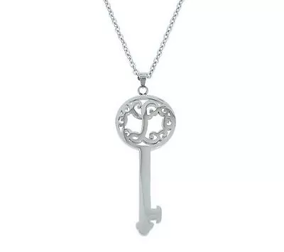 QVC Steel By Design Key Initial Pendant With 18  Cable Chain Necklace Great Gift • $23.01