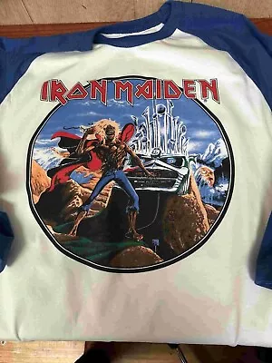 Iron Maiden -  Phantom Of The Opera 1980 Raglan White/Blue S To 3XL • $39.99