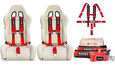 2 ANIKI RED 5 POINT 2  LATCH & LINK SEAT BELT HARNESS W/ SHOULDER PAD UTV ATV • $122.88