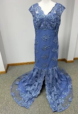 Size 12 Blue Lace Mother Of Bride Dress • $34.99