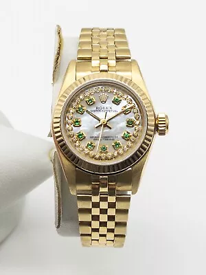 $20000 67197 Rolex Oyster Emerald Diamond 14k Yellow Gold Ladies President Watch • $5650