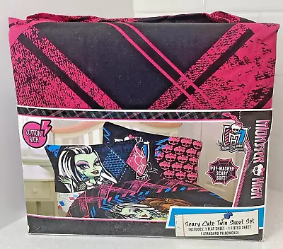 Franco Monster High My BFF Crew Black Pink Twin Sheet Set 3 Pieces Mattel NEW • $49.99