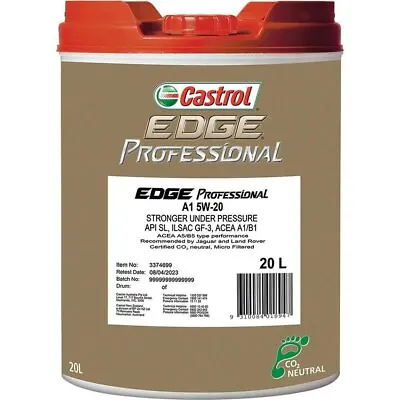 Castrol EDGE Professional A1 5W-20 Engine Oil 20L 3374699 • $264.31