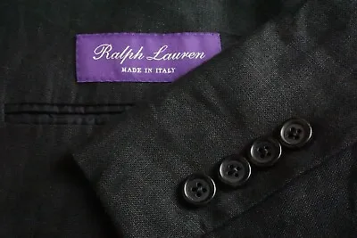 Ralph Lauren Purple Label RLPL Black 100% Linen Sport Coat Jacket Sz 44R • $349.99