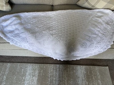 £15 • Buy Hand Knitted White Baby Shawl Size 46 Inch X46 Inch