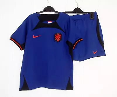 Netherlands Holland 2022-23 Blue Away Shirt Shorts Nike Kit Junior (XL Age 7-8) • £12.50