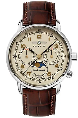 Zeppelin Women's Watch 100 Jahre Méditerranée Moon Phase Braun • $554.82