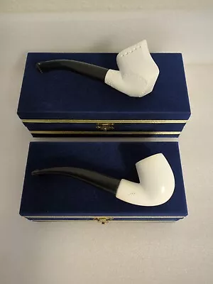 Lot Of 2 Block Meerschaum Carved Pipes W/Box UNSMOKED • $85