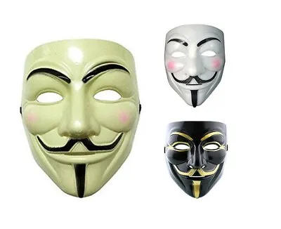 Anonymous Face Mask V Vendetta Guy Fawkes Hacker Adults Halloween Fancy Dress • £4.50