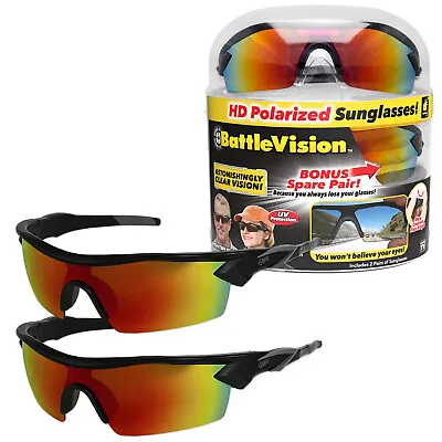 As Seen On TV BattleVision HD Polarized Sunglasses 2 Pairs Eliminate Glare • $19.99