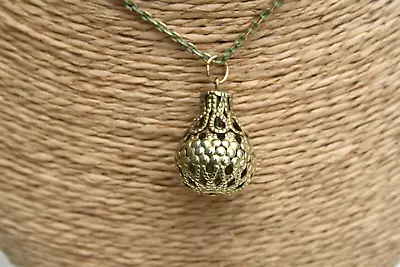 Vintage Necklace Pendant Brass Ornate Balloon Shape Jewelry • $19.99