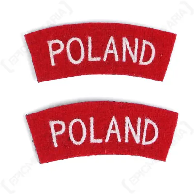 Poland Shoulder Titles - WW2 Repro British Patches Badges Army Sleeve Flash Arm • £8.75
