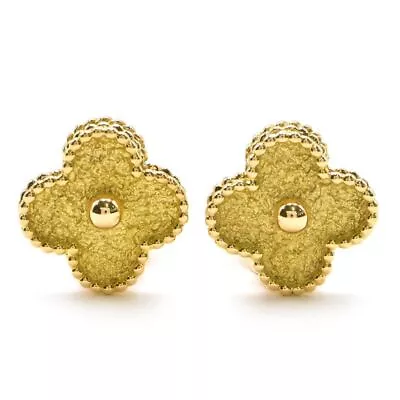 Van Cleef & Arpels Vintage Alhambra Earrings K18Yg Flower Motif Yellow Gold • $5143