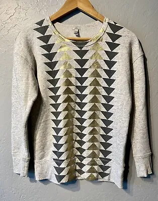 Womens J Crew Gray Long Sleeve Sweatshirt Pullover Metallic Triangle Size XS • $19.99