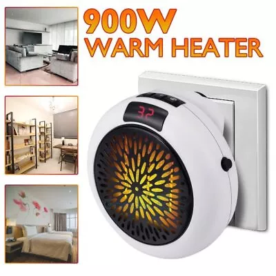 900W Mini Portable Electric Heater Plug In Wall Space Digital Timer Ceramic Heat • $16.99