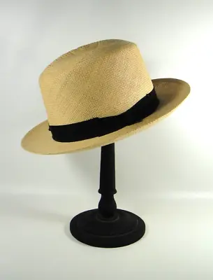 Vtg Authentic Stetson Finely Woven Panama Straw Hat Fedora Optimo Crown 7 1/8 • $400