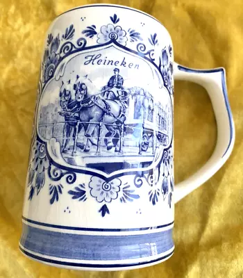 Delfts Handcrafted Heineken Beer Mug Stein Made In Holland Windmill EXCELLENT • $15.99