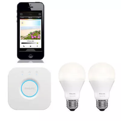 Philips Hue Wi-Fi Starter Kit W/ 2x E27 Warm White LED Light Bulb/2.0 Bridge/App • $148