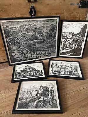 House Clearance Find 5 Vintage Antique Woodblock Woodcut Modernism Realism • £20