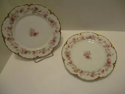 2 Dinner Plates - Haviland - Shades Of Pink Roses - Gold Scalloped Edge - 9 1/2  • $45