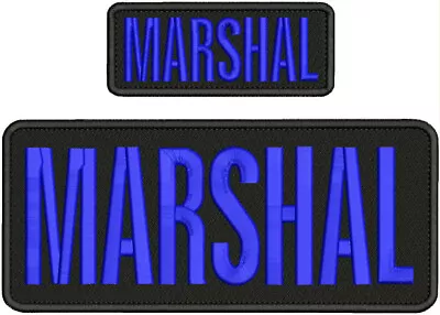 Marshal Embroidery Patch 4x10 And 2x5 Hook On Back Black/royal Blue • $16.75