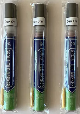 £3.80 • Buy (3 PACK) Grout Pen Bath Kitchen Shower Tile Repair Reviver Anti-Mould *DARK GREY