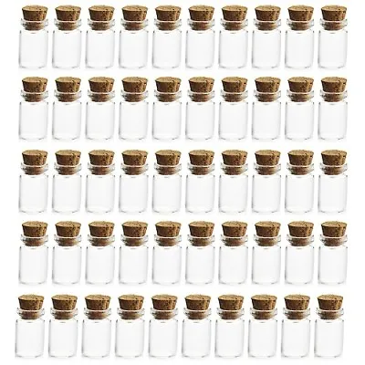 £2.85 • Buy Tiny 1ml Glass Bottles With Cork Wood Stopper Vials Mini Jar Bottle Pendant UK