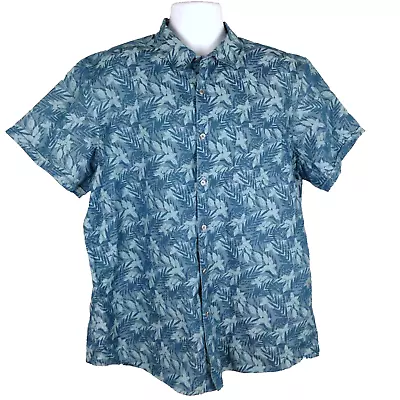 Marc Anthony Mens Hawaiian XXL Slim Fit 100% Cotton Short Sleeve Blue Shirt • $15.39