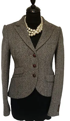 Jack Wills Stunning Fitted Blazer Size 8 US 4 Tweed Wool Jacket Blue/ Grey • £45