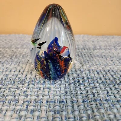 Murano Glass Egg Shaped Fish Aquarium Paperweight • $10